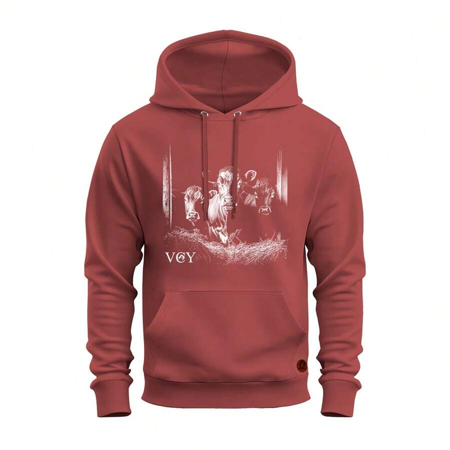 Winter Cotton Sweatshirt Unisex Kangaroo Cold Weather Top Ferocious Bulls - Màu Tím - Xem 1