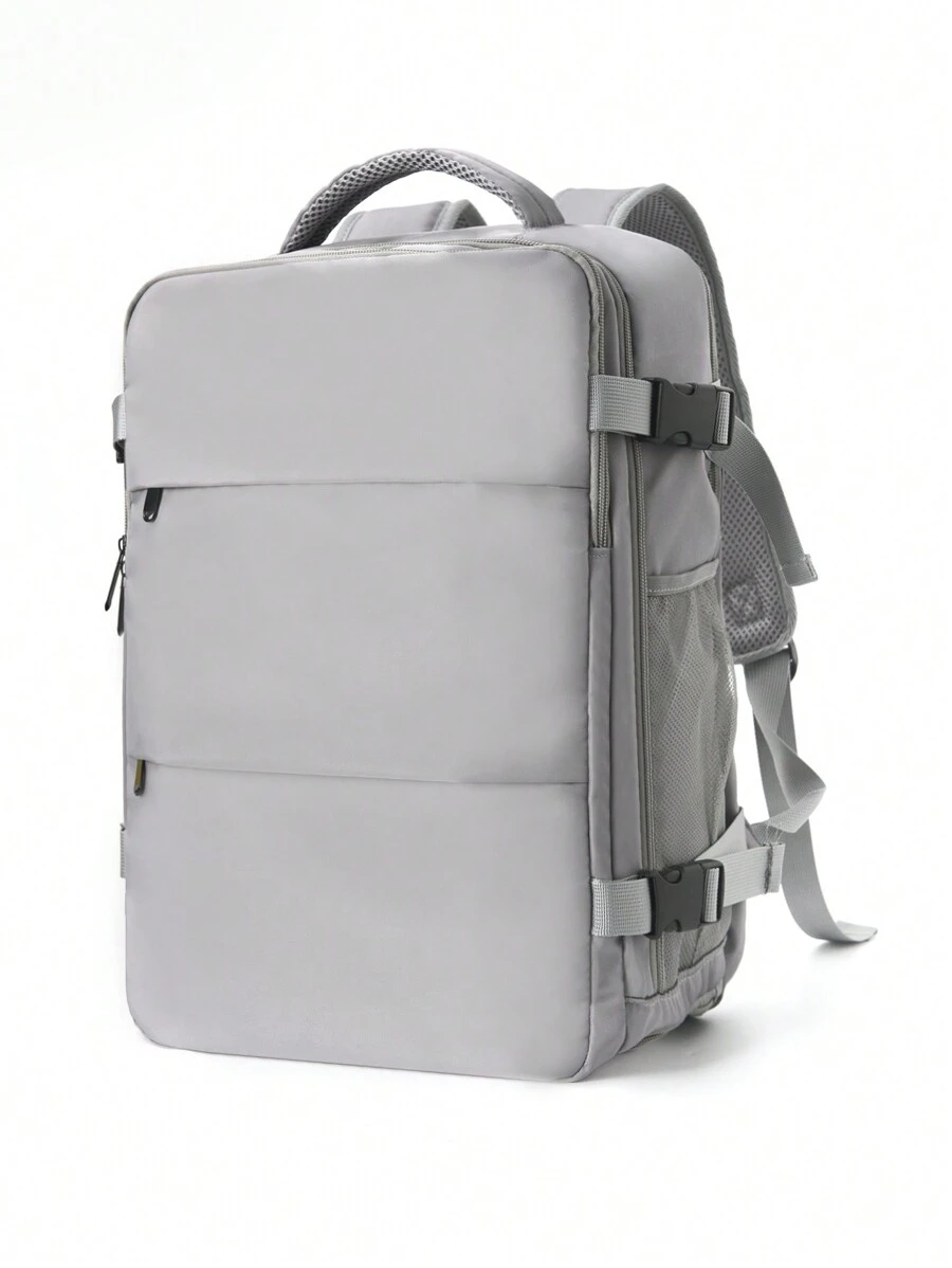 热销大容量旅行背包，适合男女商务、通勤、休闲背包、多隔层背包、笔记本电脑包、背包释放扣装饰功能背包笔记本电脑背包商务旅行防盗超薄耐用笔记本电脑背包防水大学学校电脑包，适合男女 15.6 英寸笔记本电脑 - 灰色 - 查看 1