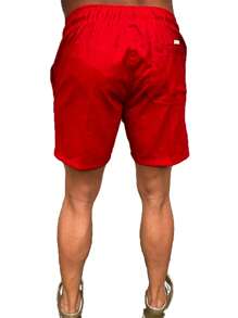 Bermuda Short Natural Linen Men's Casual Beach Summer - 紅色 - 查看 2