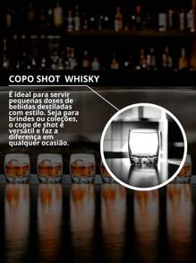 Kit 6 Shot Glass Cup Whiskey 80ml Elegant Classic Design Bar Restaurant - 無色 - 查看 6