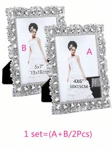 1 khung ảnh trang trí pha lê bạc, khung để bàn đính đá, kích thước 6"/7", thích hợp làm quà tặng cho gia đình và bạn bè, quà sinh nhật hoặc quà tốt nghiệp. - Bạc - Xem 9