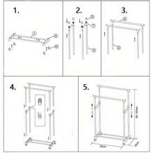 Double Rail Clothes Rail, Portable Clothes Rack On Wheels, Extendable Hanging Rails For Clothes,Display Rack For Bedroom Laundry Rooms - Black - View 9
