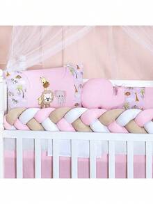 COMPLETE AMERICAN AND NATIONAL SLIM BABY CRIB KIT, FITS CRIB WITH MATTRESS UP TO 130CM X 70CM PROMOTION - 粉紅色的動物 - 查看 3