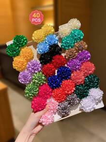 40pcs Colorful Flower Hair Clips For Girls