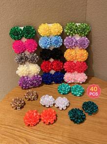 40pcs Colorful Flower Hair Clips For Girls