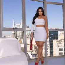 Stylish, Sexy, Zero-Sleeve Short Dress - 白色 - 查看 1