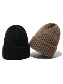 قبعة محبوكة من الصوف المخلوط بالقماش الأبيض، فضفاضة للنساء، مقاومة للرياح للخريف والشتاء، قبعة صوفية للاستخدام الخارجي