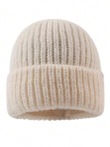 قبعة محبوكة من الصوف المخلوط بالقماش الأبيض، فضفاضة للنساء، مقاومة للرياح للخريف والشتاء، قبعة صوفية للاستخدام الخارجي