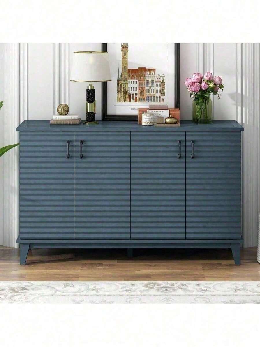 Sideboard With 4 Door Large Storage Buffet With Adjustable Shelves And