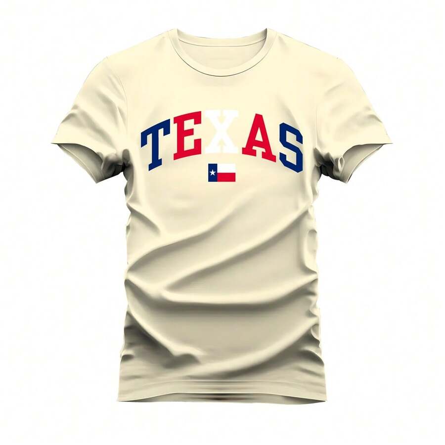 100% Cotton Printed Unisex Flag Shirt T-Shirt - 奶油色 - 查看 1
