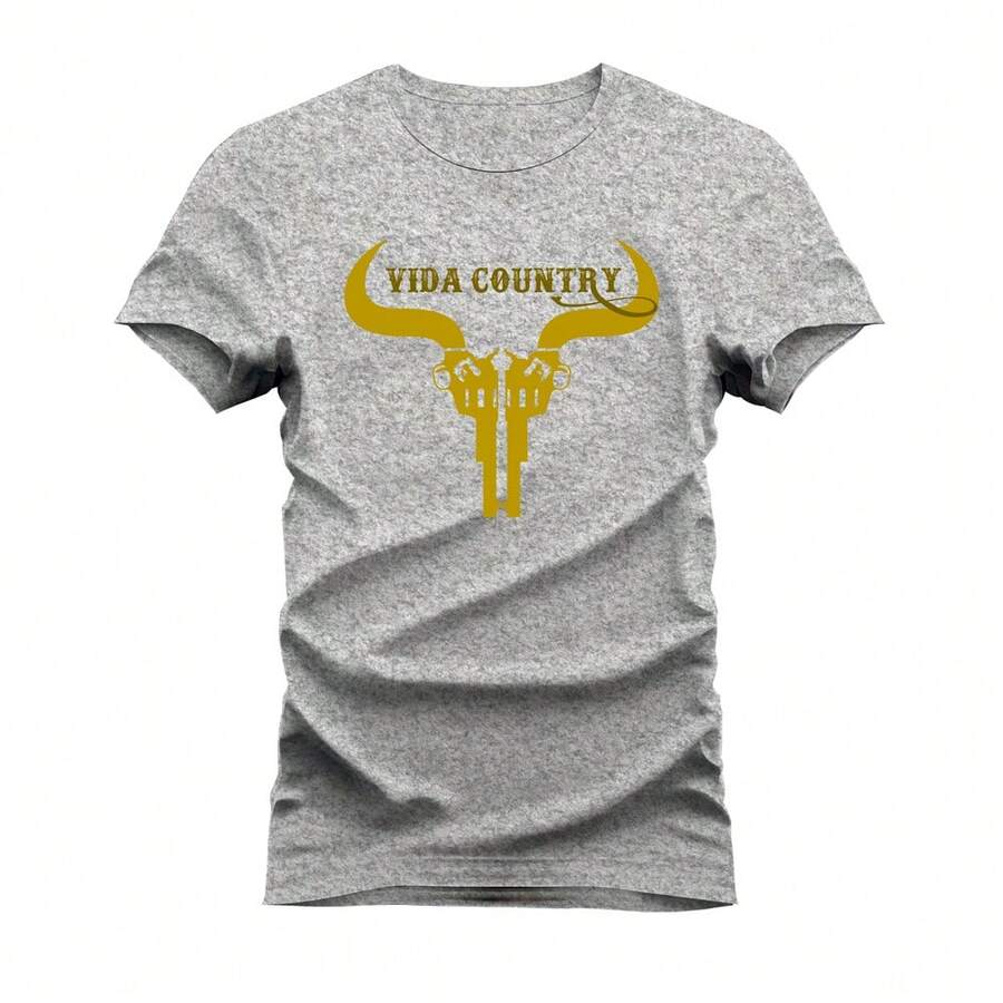 100% Cotton Unisex Printed T-Shirt Shirt Pistol - 灰色 - 查看 1