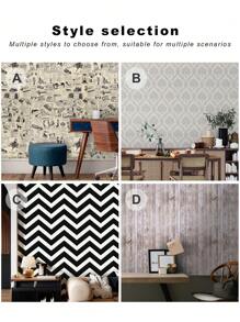 1roll Newspaper Design Self-Adhesive Wall Paper, Waterproof PVC Wall Decorative Sticker For Home Decor, Renovation Stickers Peel Wall Panels, Wall Paper, Wallpapers, Spring Decoration Items Refresh Your Home, Rama Decoration Stickers - Multicolor - View 8