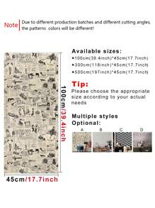 1roll Newspaper Design Self-Adhesive Wall Paper, Waterproof PVC Wall Decorative Sticker For Home Decor, Renovation Stickers Peel Wall Panels, Wall Paper, Wallpapers, Spring Decoration Items Refresh Your Home, Rama Decoration Stickers - Multicolor - View 9