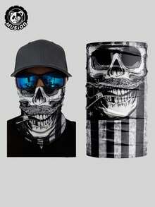 Musion 1 件装小丑幽灵骷髅面具透气面罩无缝拉法帽男士帽子恐怖头饰登山骑行围巾 - 彩色 - 查看 11