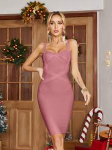 Women's Celebrity Bandage Bodycon Dress Strap Party Pencil Dress  Elegant Formal Evening Prom For Graduation, Dinner - Antipink - View 1