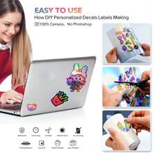 10 Sheets A4 Size Holographic Rainbow Printable Vinyl Sticker Paper 8.3x11.7 Inch Waterproof Sticker Paper Rainbow For Inkjet & Laser Printer Label Sticker Paper,School Supplies,Back To School