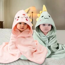 1 件可爱恐龙形状婴儿毛巾带连帽浴袍，卡通斗篷浴巾，适合婴儿/幼儿，柔软珊瑚绒高吸水透气儿童浴袍，适用于浴室、卧室、泳池、海滩等。 - 粉色 - 查看 8