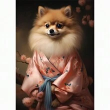 1 Stück Tierportrait Leinwandmalerei Hund als König verkleidet, lustige Poster und Drucke Wandkunst Bilder für Wohnzimmer Dekoration ohne Rahmen