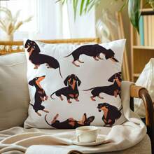 1 buc. Față de pernă decorativă minimalistă cu model teckel, material catifea piersică imprimat pe o singură față, se potrivește pernei de aruncat 45 * 45/50 * 50/40 * 40CM, potrivită pentru canapeaua modernă, decor pentru camera de zi, decor pentru petrecere, cadou - Multicolor - Vizualizare 10