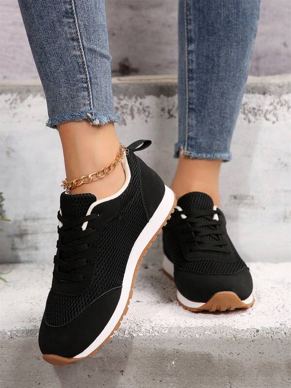 Women's Fashionable Versatile Comfy Lightweight Retro Lace-Up Running Sneakers - Anti-Slip & Breathable, Plus Size