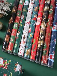 3pcs/Set Christmas Gift Wrapping Paper, Thick Coated Paper, In Stock, Wholesale, Christmas Tree & Reindeer Design,Christmas - Multicolor - View 4