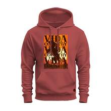 Sweatshirt Cold Weather Kangaroo Printed Cotton Country Life Chicote - Maroon - View 1