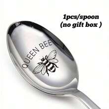 1 件，Queen Bee 趣味不锈钢雕刻勺咖啡茶匙甜点冰淇淋勺，适合咖啡爱好者、冰淇淋爱好者、姐妹、妈妈礼物、厨房、圣诞礼物、学校用品 - 銀色 - 查看 12