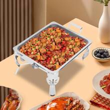Miumaeov 6L Stainless Steel Chafing Dish - Modern Polished Silvery Buffet Warmer For Parties Weddings Events Indoor Outdoor Dining - Silver - View 5