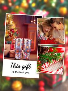 1 件圣诞汽车杯现代简约保温水杯，40 盎司 | 玻璃杯，圣诞卡通女孩，圣诞袜印花，适用于冰茶、水、咖啡，适合汽车杯架、圣诞节玻璃杯 - 多色 - 查看 9