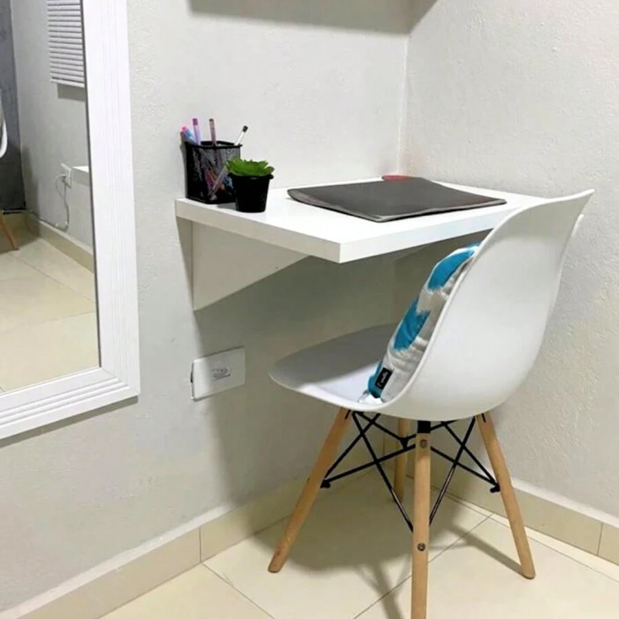 Decorative Suspended Table For Office Notebook Home Office Study Table 100% MDF Easy Installation - White - View 1