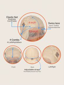万圣节服装假发 合成耐热前蕾丝假发 13*4 长波浪发 30 英寸 棕色 日常使用高品质女士假发 自然外观高品质合成柔软初学者友好假发