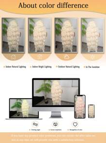 万圣节服装假发 合成耐热前蕾丝假发 13*4 长波浪发 30 英寸 棕色 日常使用高品质女士假发 自然外观高品质合成柔软初学者友好假发