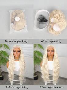 万圣节服装假发 合成耐热前蕾丝假发 13*4 长波浪发 30 英寸 棕色 日常使用高品质女士假发 自然外观高品质合成柔软初学者友好假发