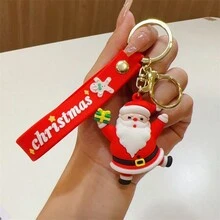 1 pieza Adorno de llavero navideño con Papá Noel, muñeco de nieve, renos, decoración de llavero, regalo pequeño para máquina expendedora - Multicolor - Ver 11