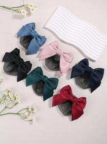 1 件装酒店空姐、护士、女服务员发夹带蝴蝶结、花朵、韩国网状装饰、通勤发饰魔鬼配饰 - 1件 - 查看 8