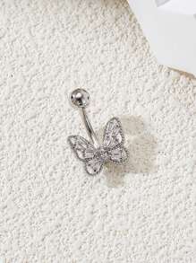 1 件休闲可爱蝴蝶锆石肚脐环，适合女士，穿孔身体首饰派对 - 蝴蝶型 - 查看 2