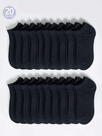 20 pares/Set de calcetines de tobillo de unicolor para mujer