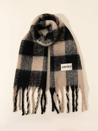 1pc Multicolor Plaid Pattern Kids Scarf For Girls