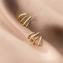 2 pezzi Orecchini a perno in argento sterling 925 con zirconia cubica a 4 griffes, per uso quotidiano da donna