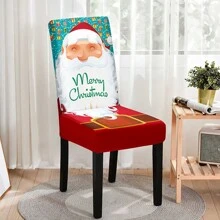 Weihnachtsmann und Schneemann bedruckte elastische Stuhlbezüge - weich und elastisch, geeignet für Restaurant-Dekoration, Hotel-Dekoration, Heim-Dekoration, Weihnachts-Dekoration, Weihnachten - Verschiedenfarbig - Übersicht 4