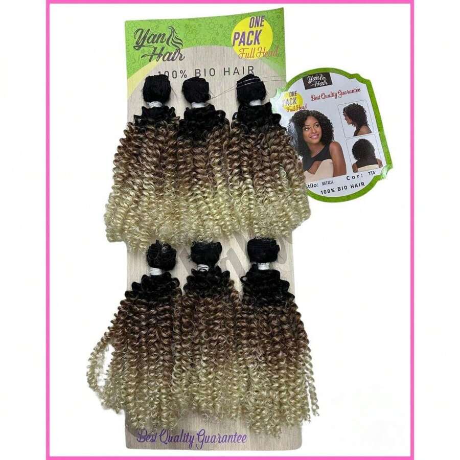 100% Organic Premium Hair 25cm Curl 4a 6 Screens NATALIA - 挑染金色 - 查看 1