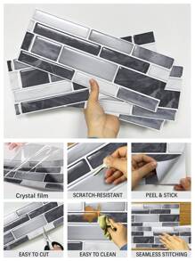 12 miếng dán tường 3D họa tiết đá cẩm thạch cho nhà bếp, gạch ốp tường vinyl dễ lắp đặt, miếng dán tường nhà bếp và phòng tắm chống dầu và chịu nhiệt, miếng dán tự dính dày cho bảng hậu trường nhà bếp phòng tắm, trang trí nhà cửa 11,7 * 30,5cm / 4,61 * 12 inch, nhãn dán, decal dán tường, decal vinyl trang trí nhà cửa, vật dụng trang trí mùa xuân làm mới ngôi nhà của bạn, nhãn dán trang trí Rama - Nhiều màu - Xem 5