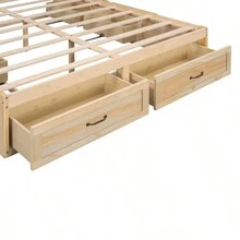 Full Size Platform Bed With 6 Storage Drawers, Antique Natural - 仿古天然+MDF+LVL 如圖所示 - 查看 10