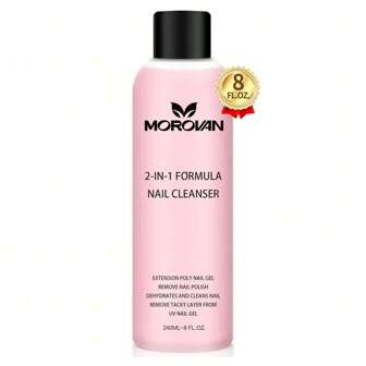 Morovan Nail Polish Remover - 2 In 1 Formula Non-Slip Solution For Polyurethane Nails Gel Nails And Gel Nail Polish Remover Bulk 8 Ounces Non-Stick Nail Cleaner Gel Nail Remover Polyurethane Extension Nail Fixing Liquid Home Salon Christmas Nail Manicure Must-Have