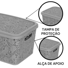 Multipurpose Organizer Box Floral Lace Basket With Lid 17L 10L 5.5L 2.2L - 查看 2