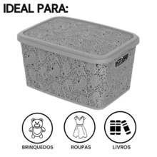 Multipurpose Organizer Box Floral Lace Basket With Lid 17L 10L 5.5L 2.2L - 查看 3