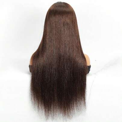 4# Tóc giả ren Brazil màu nâu sẫm Chocolate thẳng mượt Remy tóc thật 13x4 Tóc giả ren trong suốt phía trước cho phụ nữ 180% mật độ được nhổ sẵn Đường chân tóc tự nhiên Những nút thắt nhỏ vô hình