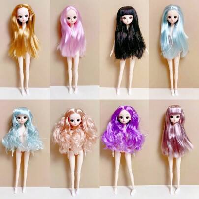 11.81inch New Beautiful Skinny Cartoon 3D Animation Face Dream Eyes 26 Cute Flat Body Doll Toys With Flexible Joints, Fashion Girl Ob11 Doll BJD Doll Enthusiast, Kawaii Cake Model Baking
