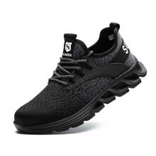 Mens Shoes Trainers Lightweight Sports Steel Toe Cap Work Boots Hiking UK - Black - View 1