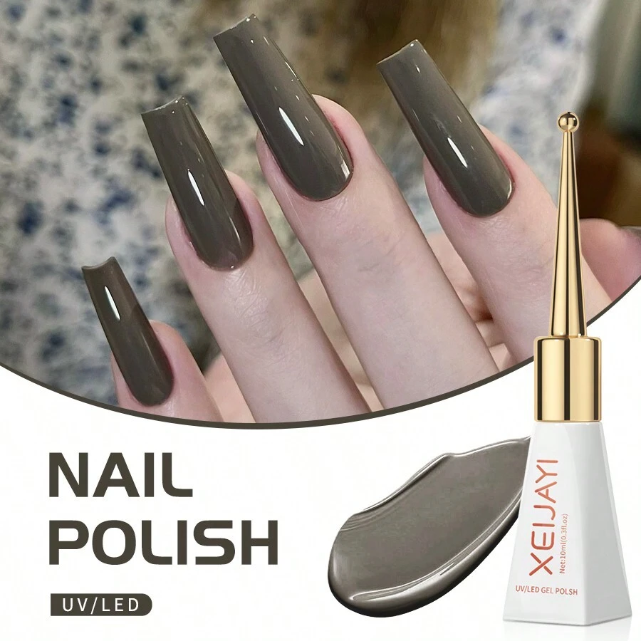 XEIJAYI 1pc 10Ml Long-Lasting Eggshell Glue Gel Nail Polish UV/LED Soak Off Gel Nail Polish For Nail Art DIY Salon Home Holiday Gift For Women - 巧克力棕 - 查看 1